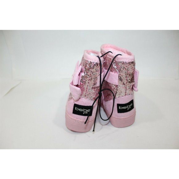 Toddler Girls Winter Boots Pink Faux Suede with Glitter & Bow Size 5 - Picture 4 of 7